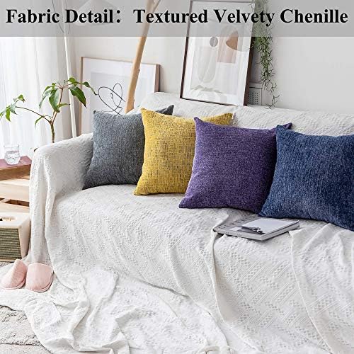 Home Brilliant Dark Blue Pillow Covers for Sofa Bed Car Plush Velvet