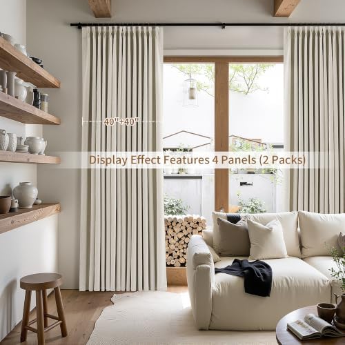 Joywell 100% Blackout Linen Pinch Pleat Curtains 120 Inch Long Light