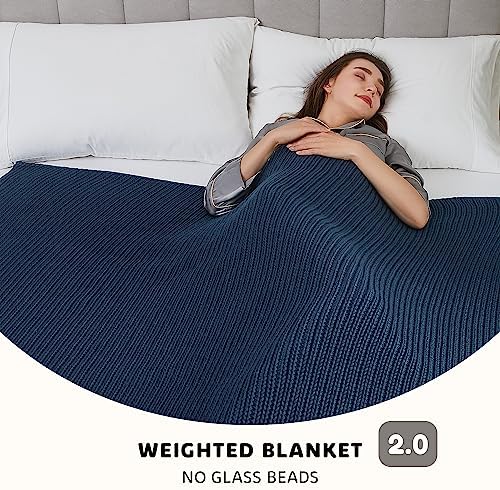 L'AGRATY Knitted Weighted Blanket - 50"x60" 7lbs Cooling Chunky Knit