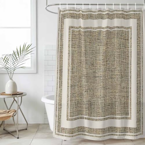 Beige Rustic Shower Curtain, Stall Bathroom Curtains for Bathtub