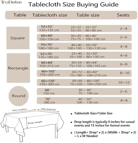 TruDelve Rectangular Tablecloth 52x70 Table Cloths Rectangle Table