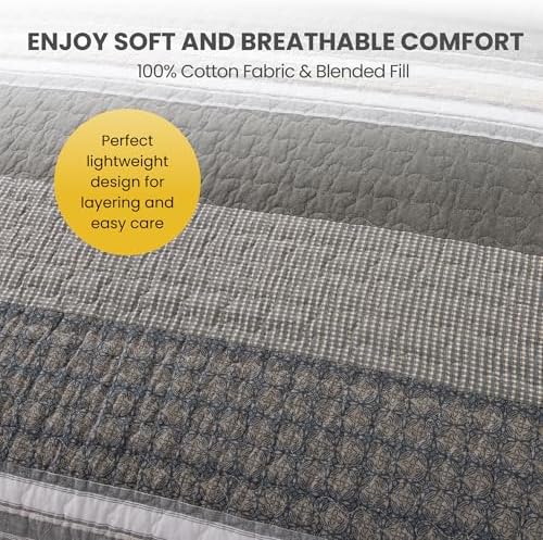 Soul & Lane - Madrona Cotton Quilt Set, Men's Bedding, King with 2