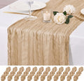 12 Pack Beige Cheesecloth Table Runner 17x108 Inch Boho Rustic Semi