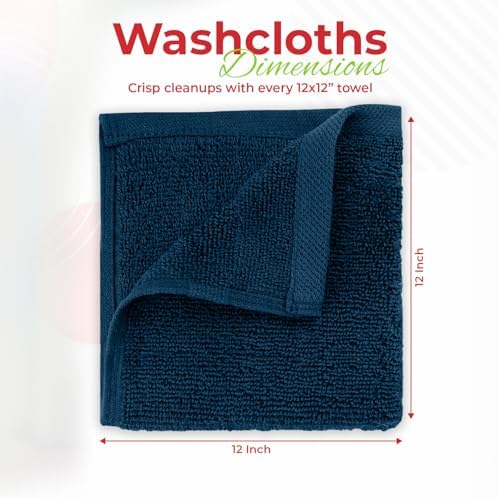 RIVERSIDE 60-Pack Cotton Washcloths – Soft & Absorbent Face Towels