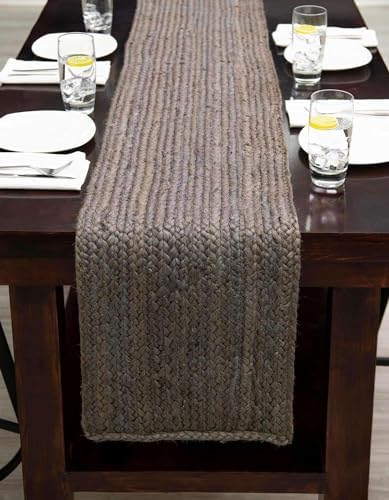 Handwoven Braided Jute Table Runner Reversible,Natural Farmhouse &