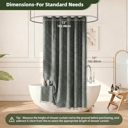 Siiluminisoy Gray Shower Curtain for Bathroom Fabric Boho Shower