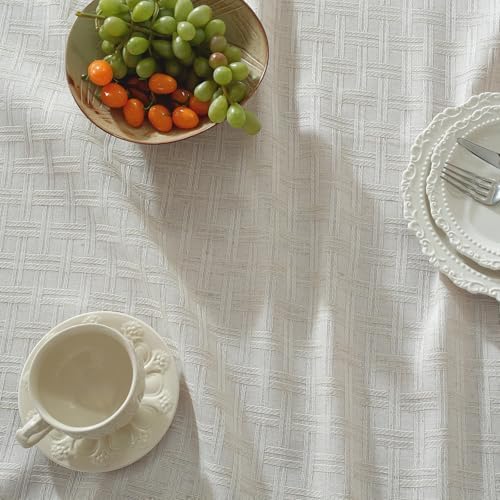 Natural Linen Cottton Tablecloth,Rectangle Rustic Elegant Tablecloth