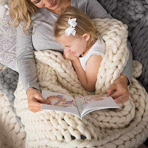 Chunky Knit Blanket Merino Wool Hand Made Boho Soft and Cozy Bulky