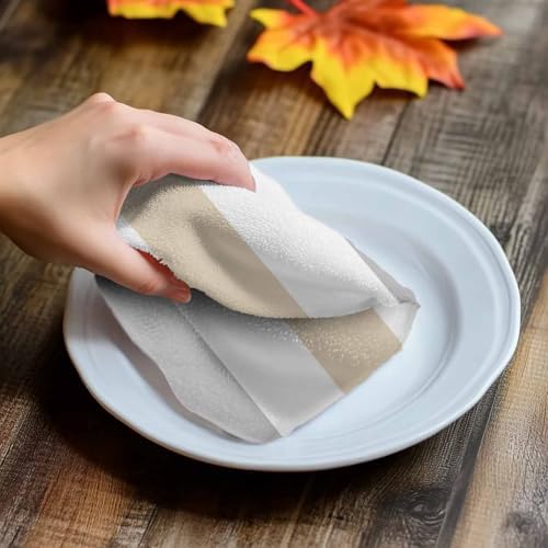 Classical Beige Grey Striped Kitchen Towels 3 Pack,Microfiber Dish