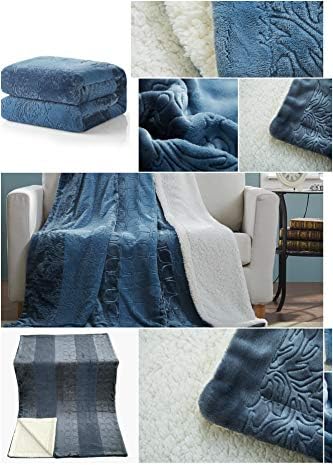 Tache Sherpa Throw Blanket for Couch Gray Elegant Embossed Super Soft