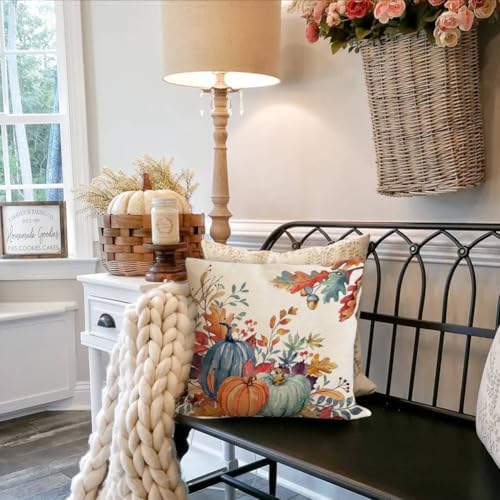 RABUSOFA Fall Outdoor Pillow Covers 18x18 Set of 2 Waterproof Pumpkin