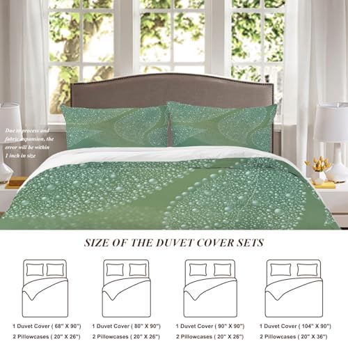 Shrahala Morning Dew 100% Cotton Duvet Cover Set Queen Size, Sage