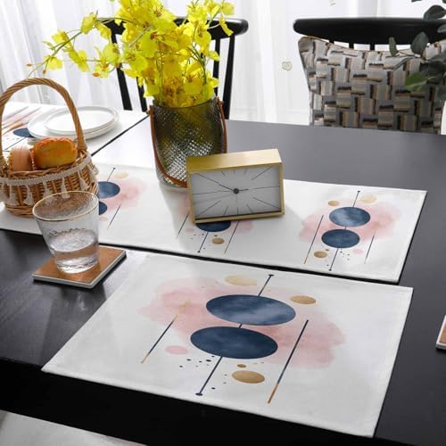 Bohemian Table Runner and Placemats Set of 4 Nordic Color Block Cotton