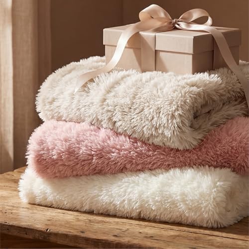 Bedsure GentleSoft Faux Fur Beige Throw Blanket for Couch, Extra Soft