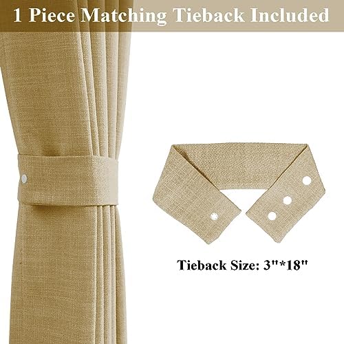 Frelement 108 Inch Length Extra Long Linen Curtains Light Filtering
