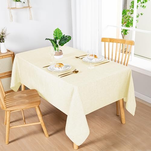Hiasan 54 x 108 Inch Faux Linen Rectangle Tablecloth, Champagne