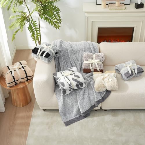 Amélie Home Faux Fur Throw Blanket, Heather Brown, 60"x80"