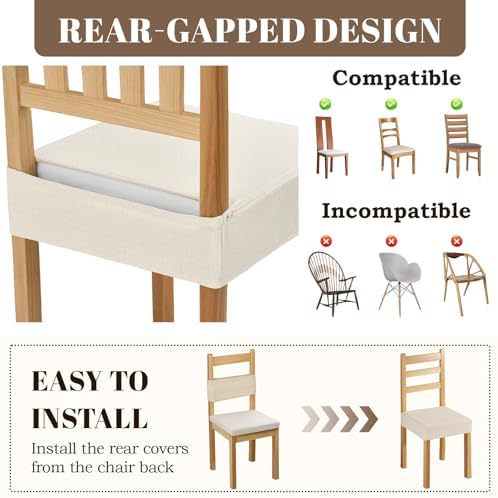 Songrey Waterproof Chair Covers for Dining Chairs, Set of 4, Beige