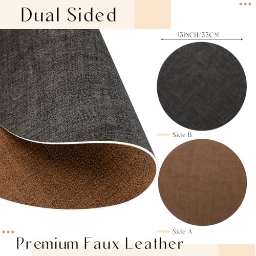 Mifoci Placemats Set of 10 Round Faux Leather Placemats Dual-Sided