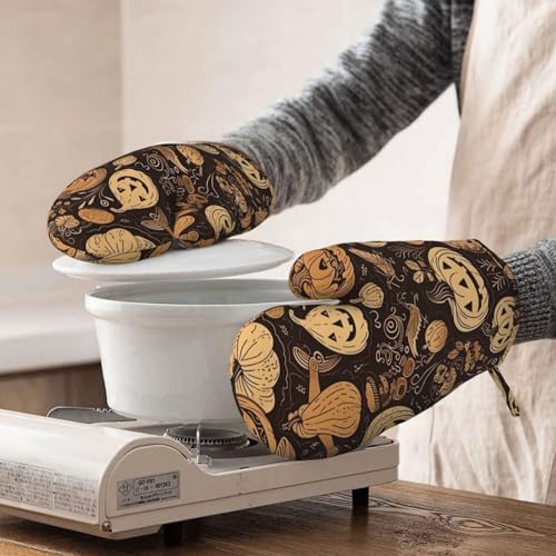 2pcs Silicone Oven Mitts Set Heat Resistant Oven Glove Non-Slip Grip