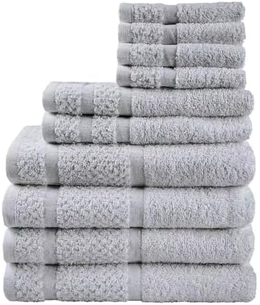 Pure Cotton Bath Towels Travel Camping Grey 10-piece Set