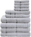 Pure Cotton Bath Towels Travel Camping Grey 10-piece Set