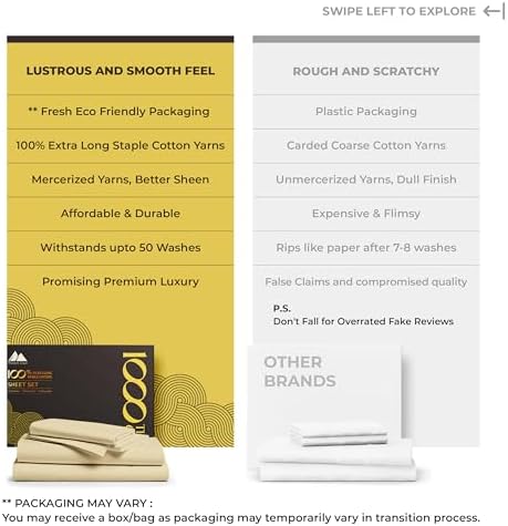 Mayfair Linen 100% Pure Egyptian Cotton Sheet King Size - Luxury 1000