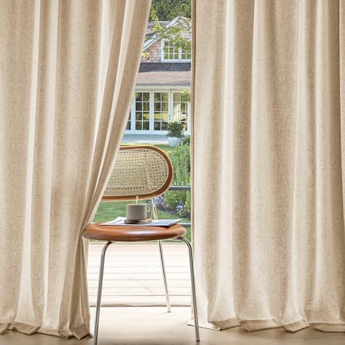 MIULEE Non-See-Through Privacy Linen Curtains 52W x 96L Inch Light