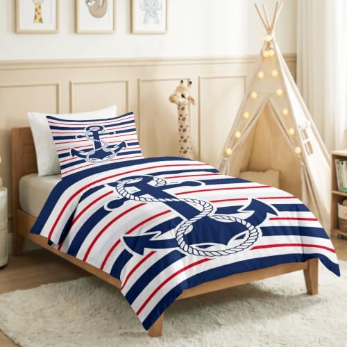 King Duvet Cover Set Soft Microfiber Symbol Anchor