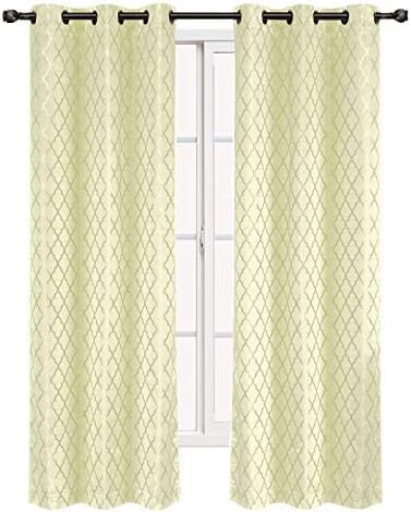 Royal Hotel Blackout Curtains 42 x 108, Jacquard, 2 Panels, Ivory