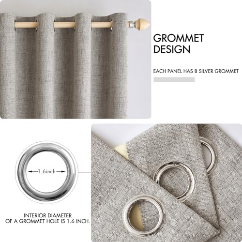 MIULEE 100% Blackout Linen Curtains for Bedroom 52x84 Inches Warm