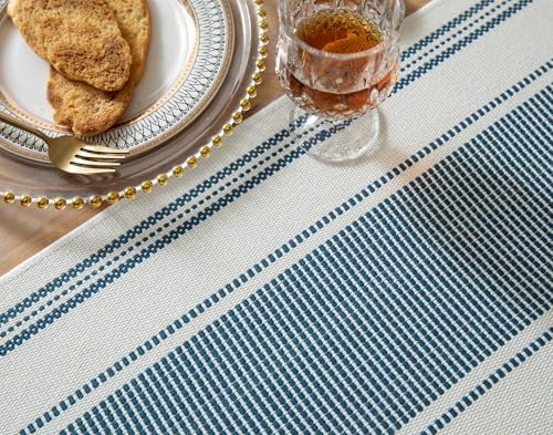 Caflife Boho Table Runner Blue and White for Modern Farmhouse