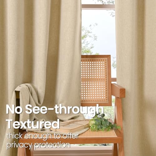BGment Natural Beige Linen Curtains 72 Inch Length for Living Room