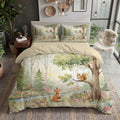 Sage Green Fairy Tale Animal Forest Duvet Cover Set For Women Girls