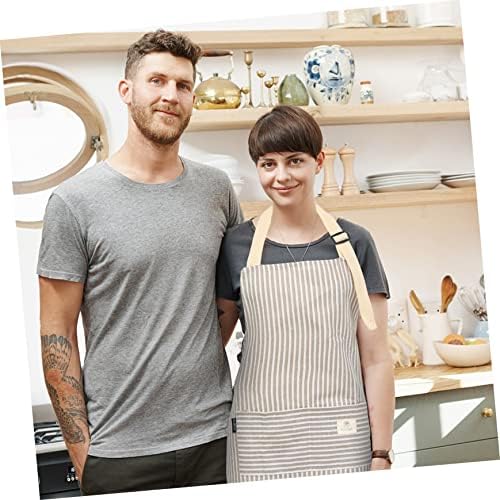 2pcs Adjustable Cooking Apron with Pocket, Cotton Linen Xmas