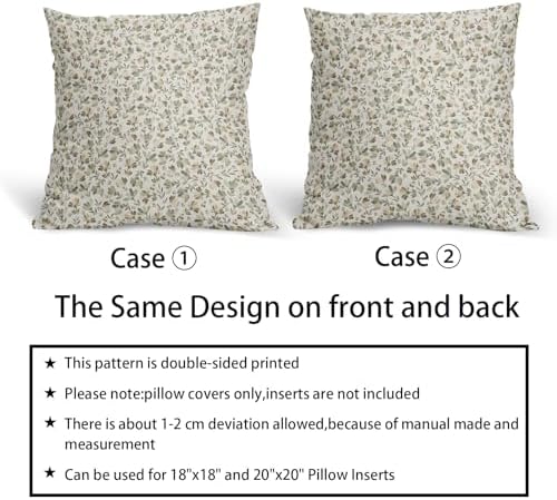 Kawani Spring Daisy Floral Pillow Covers 22X22 Inch Sage Green Brown