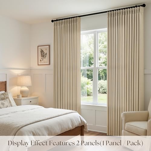 70 Inch Extra Wide Curtains 84 Inches Long Thick Linen Pinch Pleat