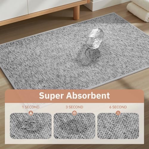 PADOOR Thin Bathroom Runner 24"x48", Braided Bath Mats for Bathroom