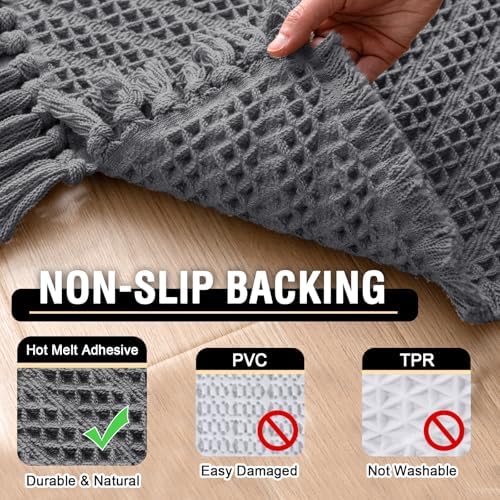 H.VERSAILTEX Waffle Bath Runner Rug Long Bath Mat Super Absorbent Boho