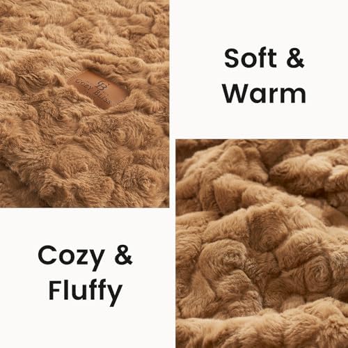Cozy Bliss Faux Fur Throw Blanket for Couch, Fuzzy Soft Plush Thick