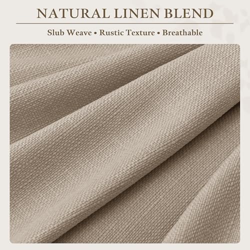 TWODRAPES Burlywood Birch Pinch Pleated Thick Linen Curtains 96 Inch