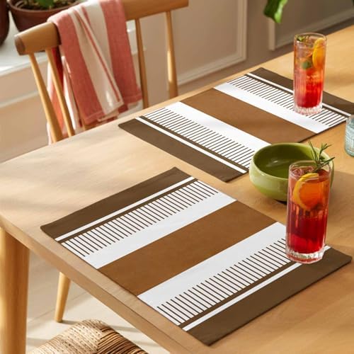 Placemats Set of 8, Modern Brown Woven Placemat, Linen Place Mats for