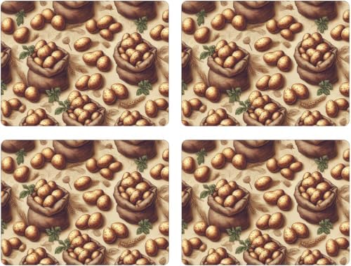 Set of 4 Cork Backed Placemat, Plant Design Kitchen and Dining Table