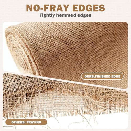 12" x 10 yd Burlap Table Runners, Jute Burlap Runner for Table, Fabric