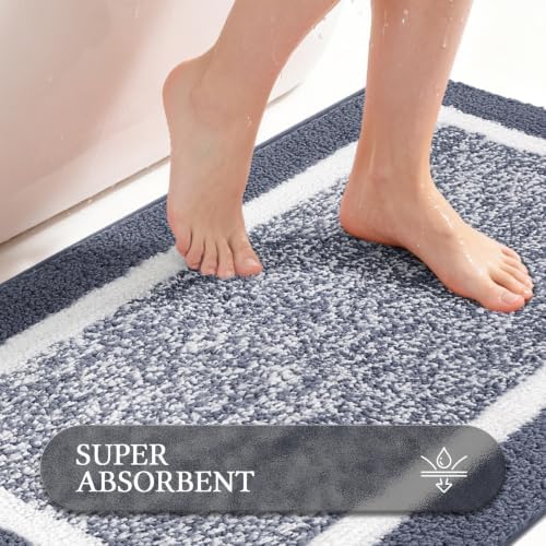 Pauwer Bathroom Rugs Sets 2 Piece, Non Slip Washable Bath Mat, Dark