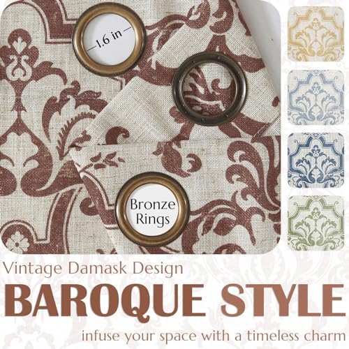 jinchan Brown Linen Curtains Light Flitering Grommet 96 Inch 2 Panels