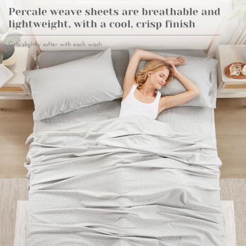 Comfort Spaces 100% Cotton Percale Sheets Full Size 4 Piece, Diamond