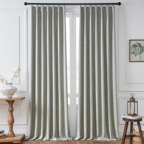 Gray 102 inches Long Pinch Pleat Semi Sheer Curtain for Living
