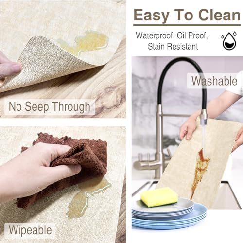 Faux Leather Placemats Set of 6, 12" x 17", Beige