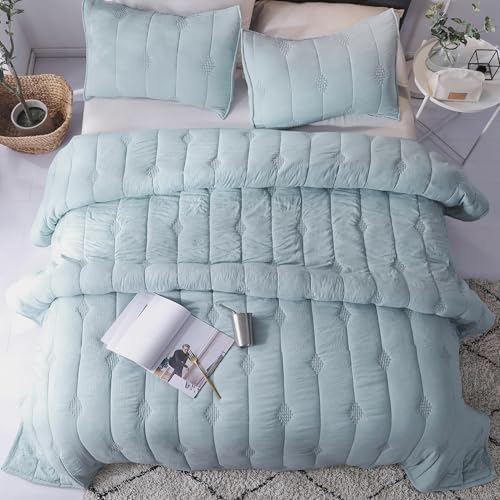 Oversized King Quilt Set, 3 Pieces Lightweight Microfiber Bedspread